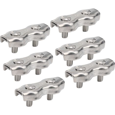 Lot de 6 serre-câbles duplex en acier inoxydable à 2 poteaux pour câble métallique M4 (1/5)