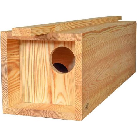 Nichoir Chevêche d'Athéna en bois résineux massif – Imprégné vernis à l'huile de lin – Conforme normes ornithologiques – Dimensions 24x24x90cm – MKW