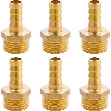 6 Stück Messing-Rohrende G1/2" (Ø20,3 mm) Außengewinde x 3/8"-Buchse, Messing-Rohrverschraubungshaken 10 mm x G1/2"-Rohradapter, Rohrendverschraubung Messing-Gewindeverschraubung (1/5)