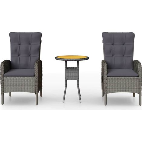 Maison Exclusive - Set da Bistrot per Giardino 3 pz in Polyrattan Grigio (1/5)