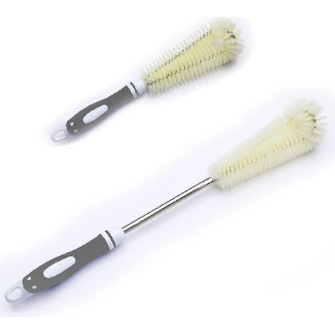 Lot de 2 goupillons gris pour bouteilles. Nettoyage rapide. Brosse ergonomique. Bouteille d'eau (1/5)