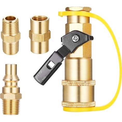Conector rápido para válvula de bola de 1/4 de pulgada, conector de conversión de cobre norteamericano, accesorio de conector rápido para vehículos recreativos, accesorio para manguera de gas propano  (1/5)