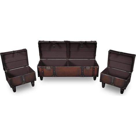 Maison Exclusive - Sitztruhen-Set 3 Stk. Braun (1/5)