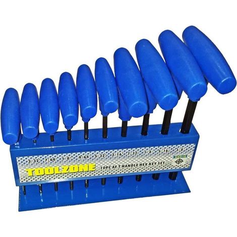 HEAVY DUTY 10PC AF IMPERIAL T HANDLE ALLEN KEY ALLAN HEX WRENCH T BAR SET HX016 (1/4)