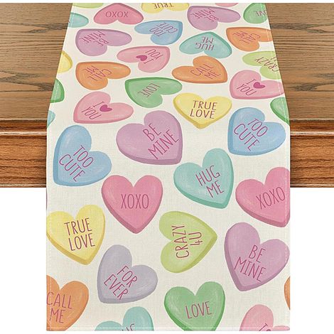 Chemin de Table de Décoration pour la Saint-Valentin Cœur Amour Décoratif  Nappe Cœur La Célébration de la Saint-Valentin (1/5)
