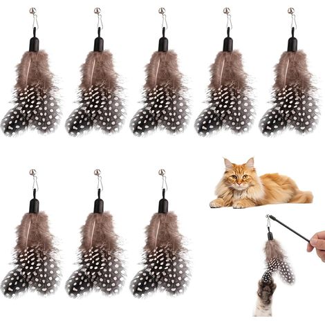 Lot de 8 Plumes de Rechange pour Chat - 12cm Recharges de Plumeau Chat Naturelles - Accessoires pour Canne à Pêche Chat et Jouet Chat Interactif - Idéal pour Jeux Chat Anti Ennui et Exercice (1/5)