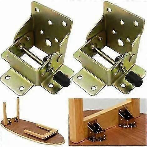 1 paire de rallonges de pieds de table pliantes autobloquantes à 90 degrés, support d'étagère télescopique pliant dissimulé, adapté aux charnières de bureau et de lit. (1/5)