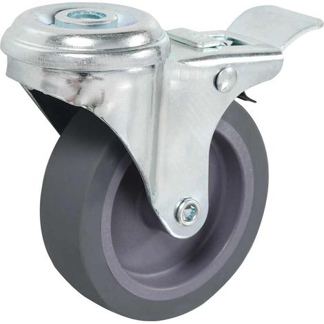 Roulettes Pivotantes pour Meubles TPR avec Frein à Trou de Boulon Gris 75 mm Lot de 12 (1/5)