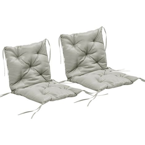 CHICFURN Set di 2 cuscini per seduta 98 x 50 x 8 cm in poliestere grigio chiaro, con lacci (1/5)