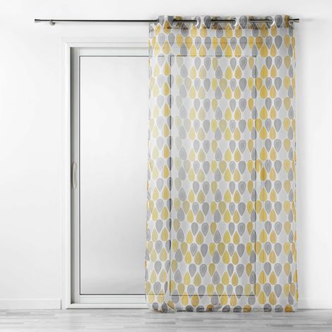 Voilage à œillets – 140 x 240 cm – imprimé transfert Palpito – jaune/blanc (1/3)