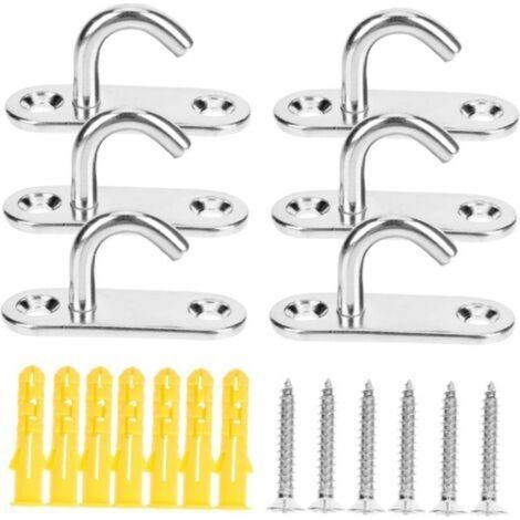 Crochets de suspension plafond en acier inoxydable U ouvert – Lot de 6 pièces robustes et compacts pour plantes, hamacs, bateaux et supports muraux (1/4)