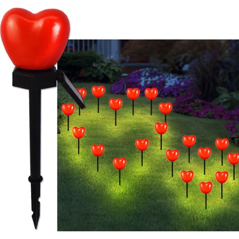 Lampe Solaire Extérieure Forme de Cœur - 380 x 90 x 50 mm - IP65 Étanche - LED Blanc Chaud - Autonome 8 h - Pour Jardin, Terrasse, Cour - 1 Pièce (1/5)