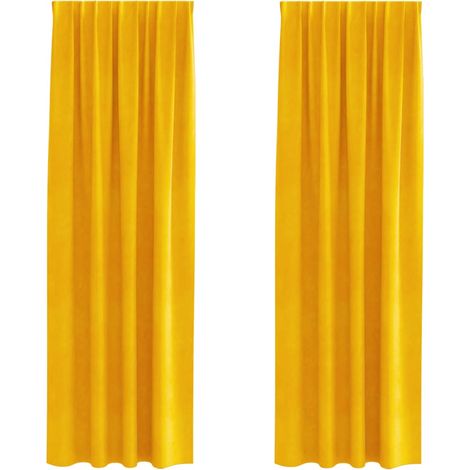 Rideaux occultants 2 pcs Jaune moutarde 140 x 245 cm Velours