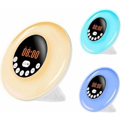 Réveil réveil lumière nuit Sunrise Sunset Simulation RGB 7 couleurs LED lampe de nuit avec Bluetooth Haut-parleur Radio sommeil réveil bruit naturel lumière de réveil Bien-être et luminothérapie (1/5)