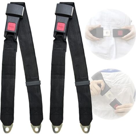 Set of 2 adjustable 2-point seat belts – High-strength polyester webbing – Adjustable length 1.3m – For vehicles with bolts (1/5)