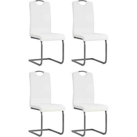 Lot de 4 chaises de salle à manger cuisine cantilever design contemporain synthétique blanc CDS021346 (1/5)