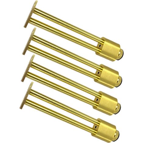 Quatre pieds de meubles réglables plaqués or avec des pieds de nivellement en métal robuste, adaptés aux armoires et aux tables. (1/5)