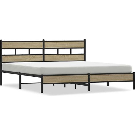 Maison Exclusive - Metallbett ohne Matratze Sonoma-Eiche 200x200