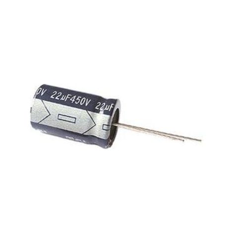 Condensador Electrolitico 22uF 450Vdc Medidas 16x25mm Radial