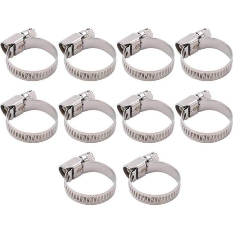 10 Stück Schlauchschellen aus Edelstahl 304, deutsche Ausführung, mit Loch 14–27 mm