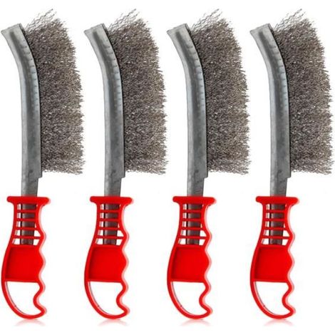Brosses Métalliques - Inox - Lot de 4 - Poignée Ergonomique - Nettoyage Efficace - Compactes (1/4)