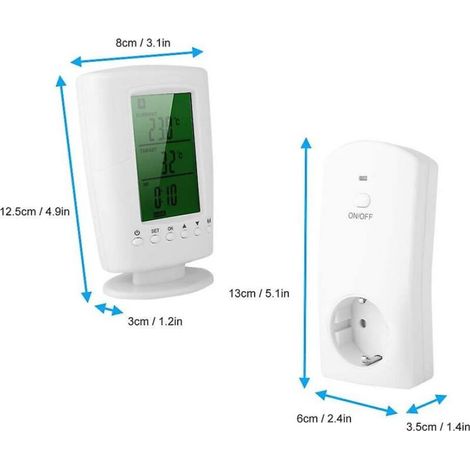 Prise de thermostat sans fil 110-240 V, pièce programmable intelligente avec affichage de la température et de l'heure (ue) (1/3)