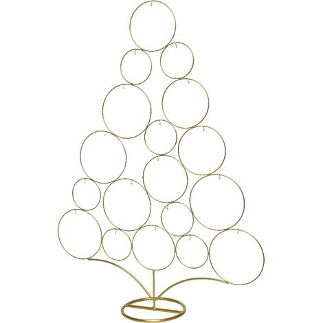 ALBERO DECO NATALIZIO IN METALLO ORO CON CERCHI 85 CM PER PALLINE E VETRINE