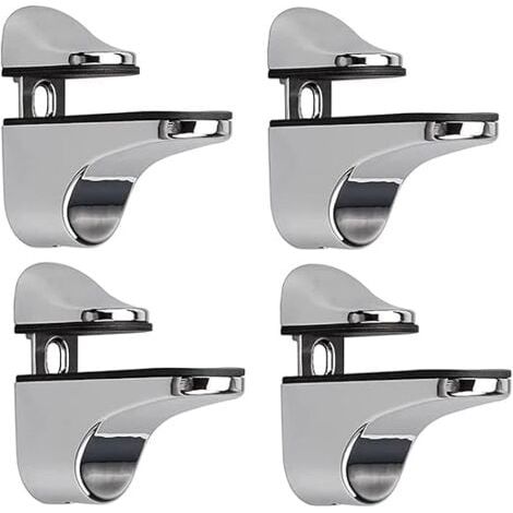 Support D'étagère en Verre Réglable, 4 Pcs Support D'étagère en Verre, Pince en Verre à Fixation Murale, Support pour Étagères en Verre, pour Tablette Verre (1/4)