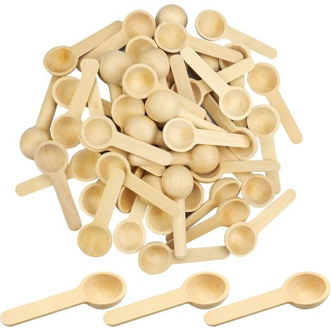 50 Pieces Small Wooden Spoon Kitchen Mini Natural Wooden Spoon Small Handmade Wooden Spoons for Kids, Condiments, Spices, Tea, Honey, Mustard, Etc