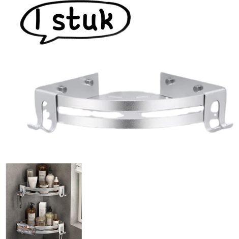 1 pièce étagère de rangement étagère de salle de bain en aluminium aéronautique sans perçage panier triangulaire à fixation murale renforcé hauteur 45 mm panneau à coin R brillant simple double croche (1/5)
