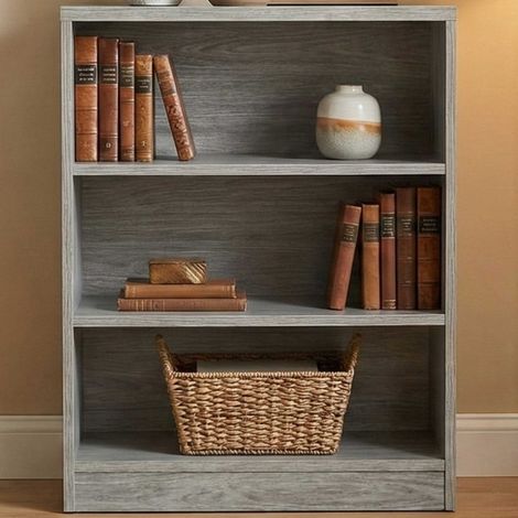Bibliothèque Spacio 72cm à 2 tablettes - chêne gris (1/3)