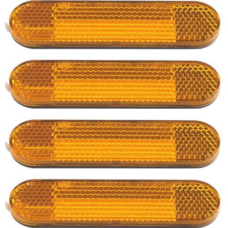Reflectores para motocicleta y bicicleta (4 piezas) - 96 x 24 x 8 mm - Reflectores rectangulares - Reflectores laterales autoadhesivos - Para motocicletas, bicicletas y scooters - Amarillo (1/5)