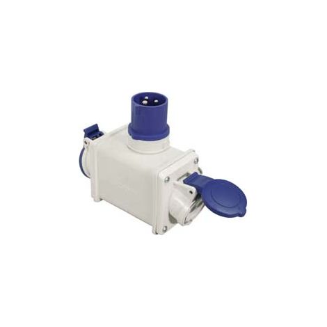 ADATTATORE INDUSTRIALE 220V CON SPINA CEE 309 IP44 E 2 PRESE 2P+T  16A colore blu 73110    FANTON