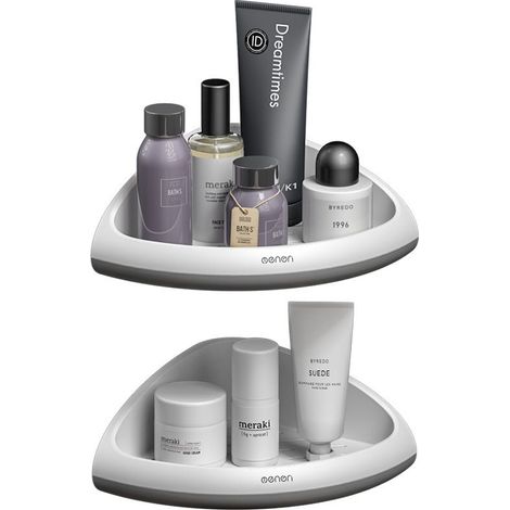 Support d’angle de douche plastique, étagère murale de salle de bain sans perçage