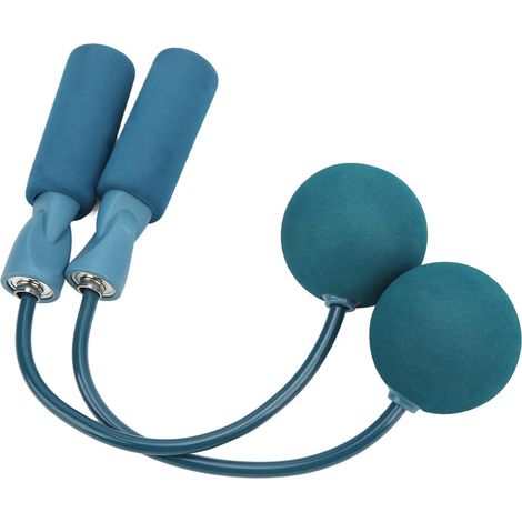 Corde à sauter sans fil avec poignée confortable - Réglable, sans corde en PVC et PP, lestée pour femmes, hommes et enfants (Bleu) (1/5)