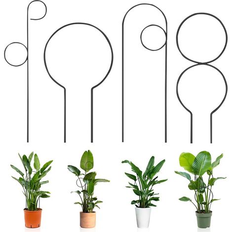 Lot de 4 supports pour plantes d'intérieur, supports de jardin en métal, supports pour plantes en pot (1/5)