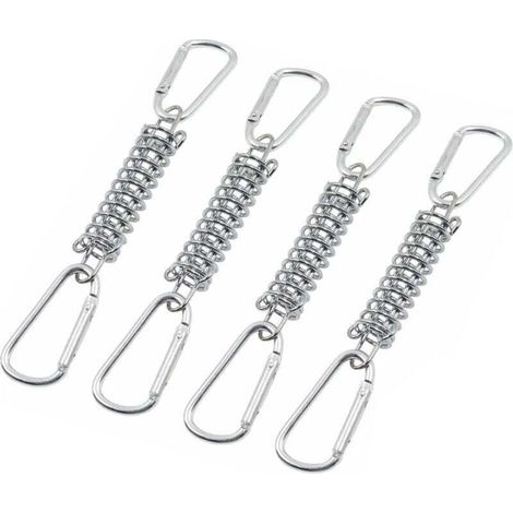 Boucle Ressort Tension Fixation Store - Voile D'ombrage Fixations Accessoires en Acier Inoxydable avec 4 Ressorts HéLicoïdaux 8 Mousquetons pour Tentes Auvents Camping, 4 Pcs (1/5)