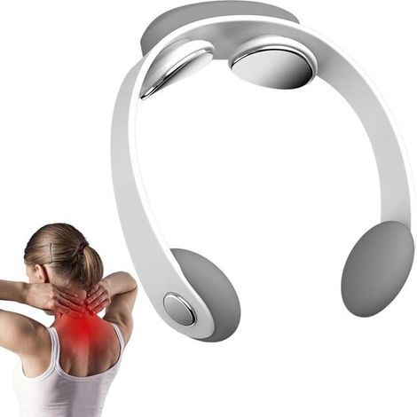 Elektrisches Nackenmassagegerät – Tragbares Massagegerät – Entspannung der Nackenmuskulatur – 5 Intensitätsstufen – 186 x 168 cm – Weiß (1/5)