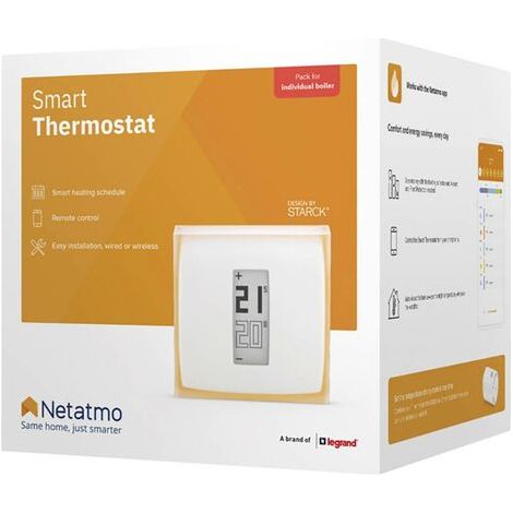 Netatmo – Thermostat connecté intelligent pour chauffage – Compatible chaudières et pompes à chaleur – Contrôle à distance via application – NTH01DEEC (1/5)