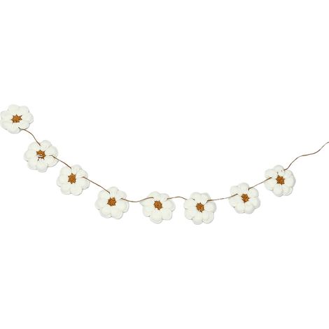 Guirlande de marguerites en coton doux fait à la main, décoration murale pour chambre de bébé, célébrations, utilisation polyvalente, fêtes et mariages, blanc (1/5)