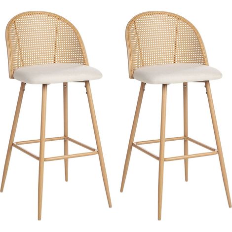 Set di 2 sgabelli da bar in metallo effetto legno chiaro con intreccio viennese Cornell (1/5)