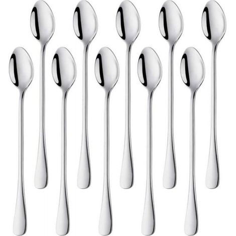 Cuillère À Long Manche - En Acier Inoxydable 18/10 - Pour Café Thé Glacé - Lot De 10 Pièces (1/4)