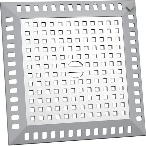 Filtro per capelli per scarico doccia quadrato, 12,5 x 12,5 cm, argento, filtro per lavandino di alta qualità, Geschikt voor bathroom and kitchen (1/4)
