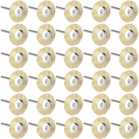 (Fil de Laiton)30 pièces Roue de Brosse en Fil d'acier Mini Brosse métallique Roue Tasse brosses de Roue de Polissage pour Polissage Nettoyage Rouille Corrosion Peinture