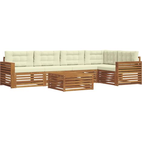 Conjunto de sofás de exterior con cojín 6 pcs Natural y Crema vidaXL (1/5)