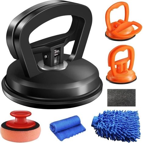 Lot de 3 arrache-bosses pour voiture, kit de débosselage pour carrosserie, vitres, écrans et objets en mouvement (noir et orange) (1/4)