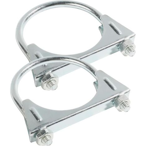2PCS Collier de Serrage pour Auto,Colliers de Serrage pour Tuyau D'échappement,Collier de Serrage en Forme de U de Type Selle,Utilisé dans L'entrée et la Sortie du Tuyau D'échappement (60mm) (1/5)