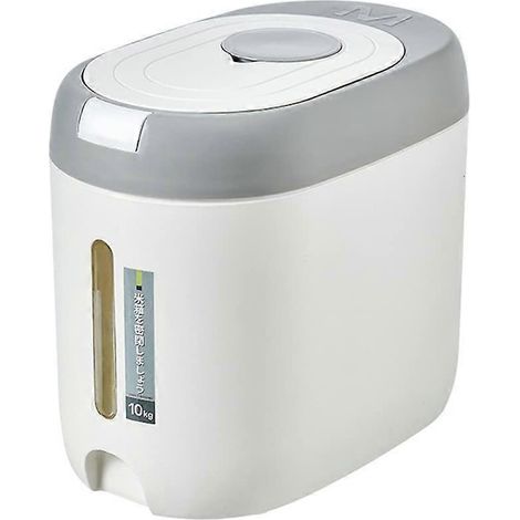 Boîte hermétique en plastique, grise et blanche, pour le stockage du riz, idéale pour l'organisation de la maison dans la cuisine et sur le plan de travail.-AquaForge (1/5)