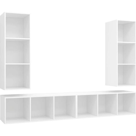 Maison Exclusive - TV-Wandschränke 4 Stk. Weiß Holzwerkstoff (1/5)