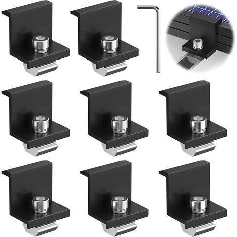 Fixation Panneau Solaire, 8 Pièces Supports de Panneau Solaire, 30 mm Support Montage Panneau Solaire en Z pour Panneau Photovoltaïque Camping Car Toiture Mural, Avec Ecrous et Boulon (1/5)